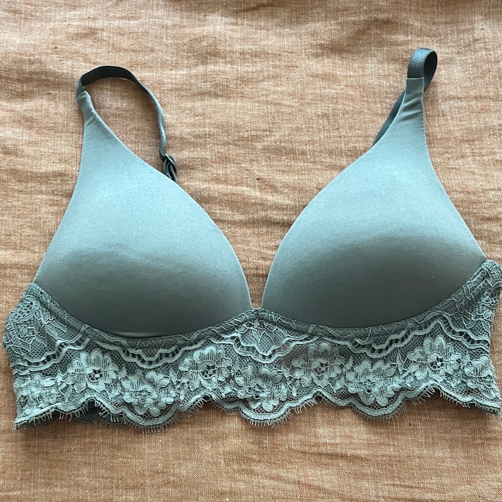 Lace Trim Bralette in Soft Turquoise
